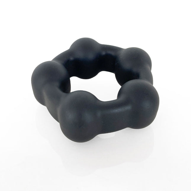 VERS Liquid Silicone Steel Motion Balls Cock Ring - Black