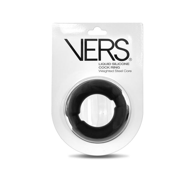 VERS Liquid Silicone Weighted Steel Core Cock Ring - Black