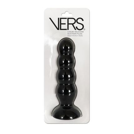 VERS Liquid Silicone Suction Plug Steel Motion Balls - Black
