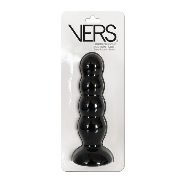 VERS Liquid Silicone Suction Plug Steel Motion Balls - Black