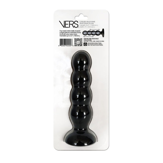 VERS Liquid Silicone Suction Plug Steel Motion Balls - Black