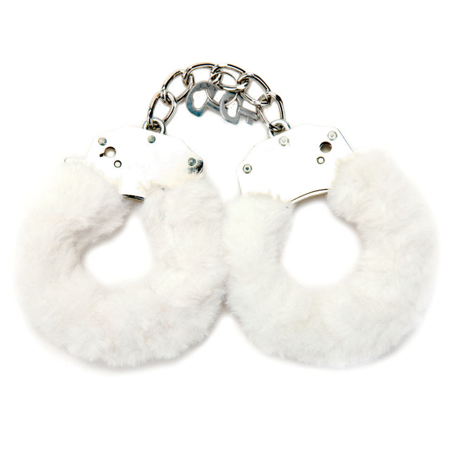 WhipSmart Classic White Furry Cuffs with Bonus Eye Mask