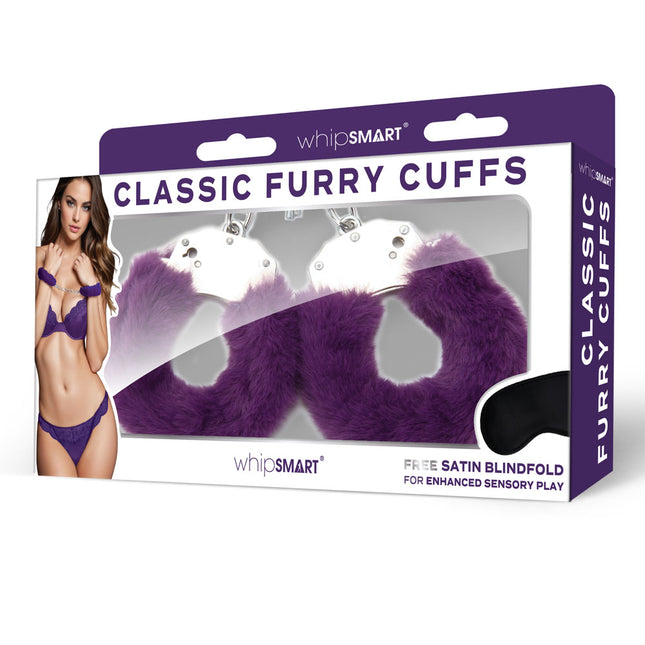 WhipSmart Classic Purple Furry Cuffs with Bonus Eye Mask