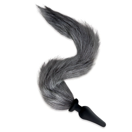 WhipSmart Furry Tales Foxtail Silicone Butt plug Grey