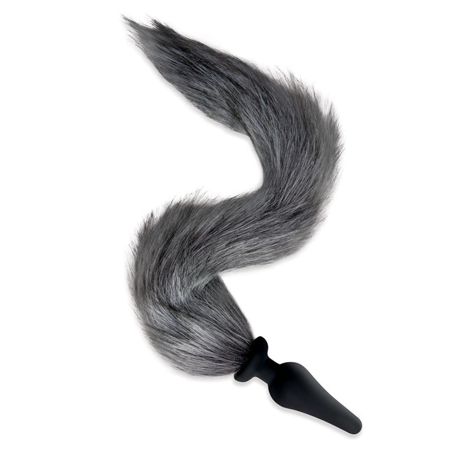 WhipSmart Furry Tales Foxtail Silicone Butt plug Grey