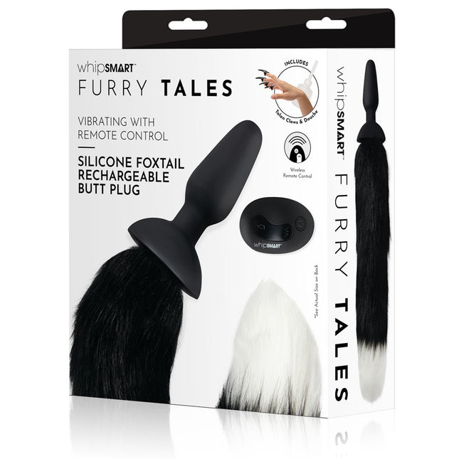 WhipSmart Furry Tales Silicone Foxtail Rechargeable Butt Plug Boxed Front View