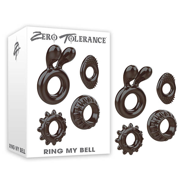 Zero Tolerance Ring My Bell Black Cock Rings - Set of 4