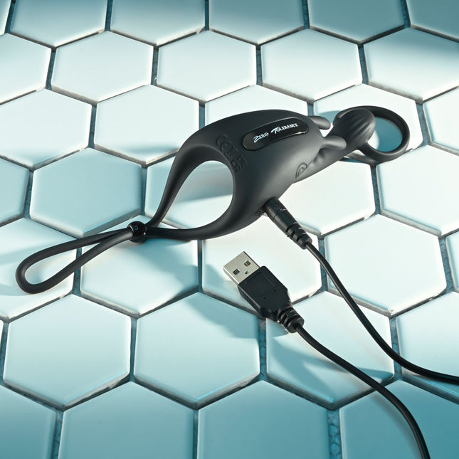 Zero Tolerance SADDLE UP - Black Vibrating Cock & Ball Rings