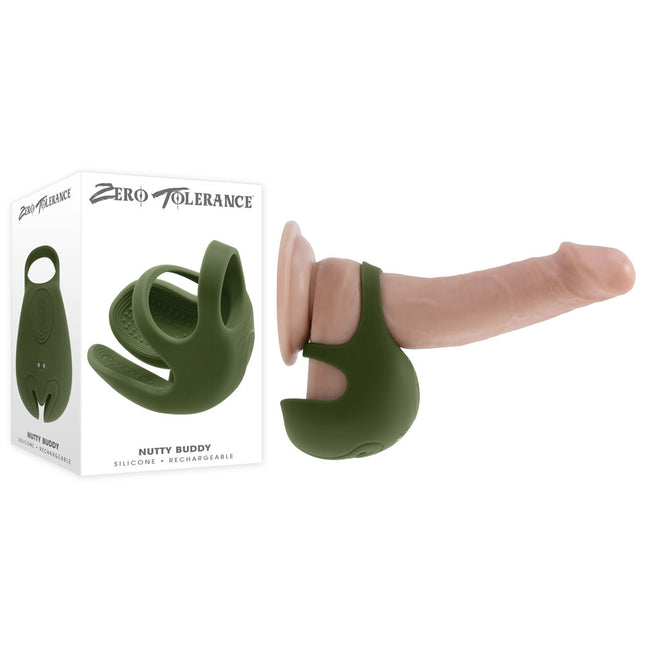 Zero Tolerance NUTTY BUDDY - Olive Green Vibrating Cock & Balls Ring