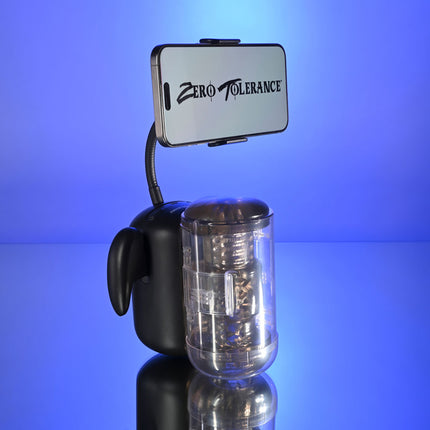 Zero Tolerance HOLD ME TIGHT - Black Vibrating Auto Stroker with Phone Holder