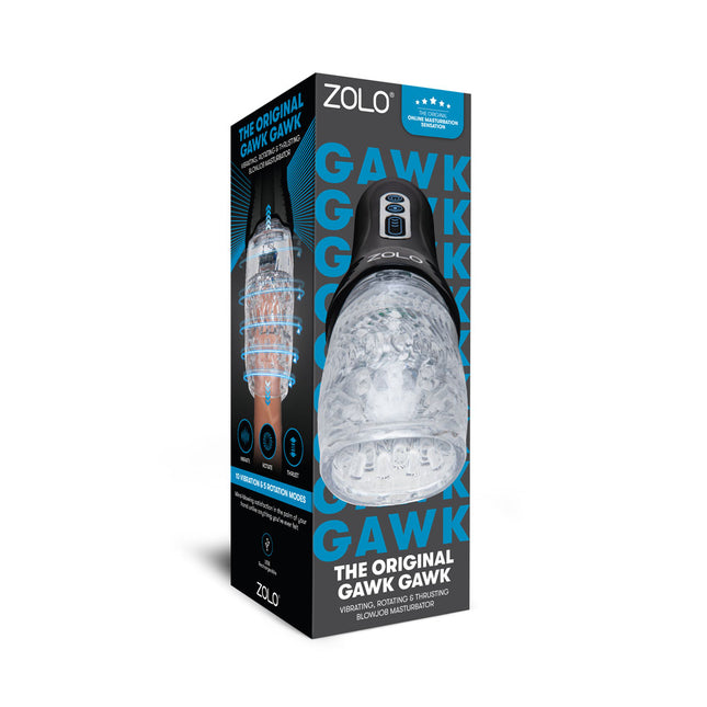 Zolo The Original Gawk Gawk - Clear Vibrating, Rotating & Thrusting Masturbator